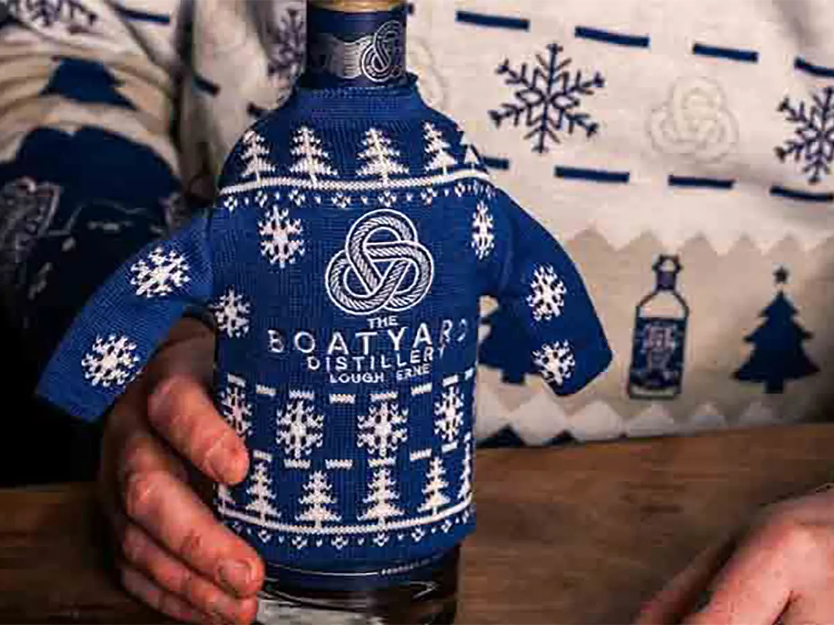 Custom wine bottle sweater sample