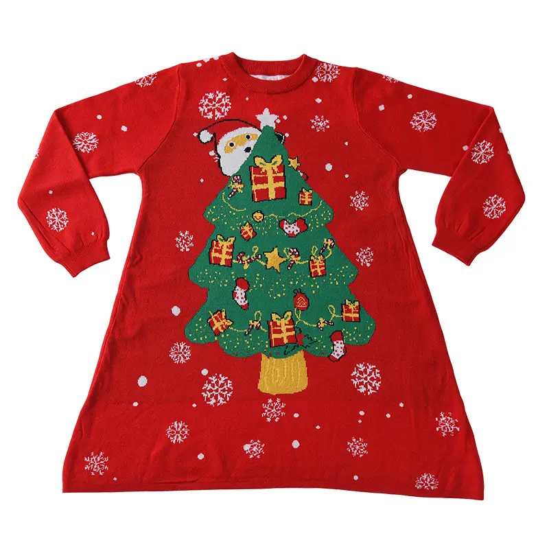 Custom knitted Christmas dress design