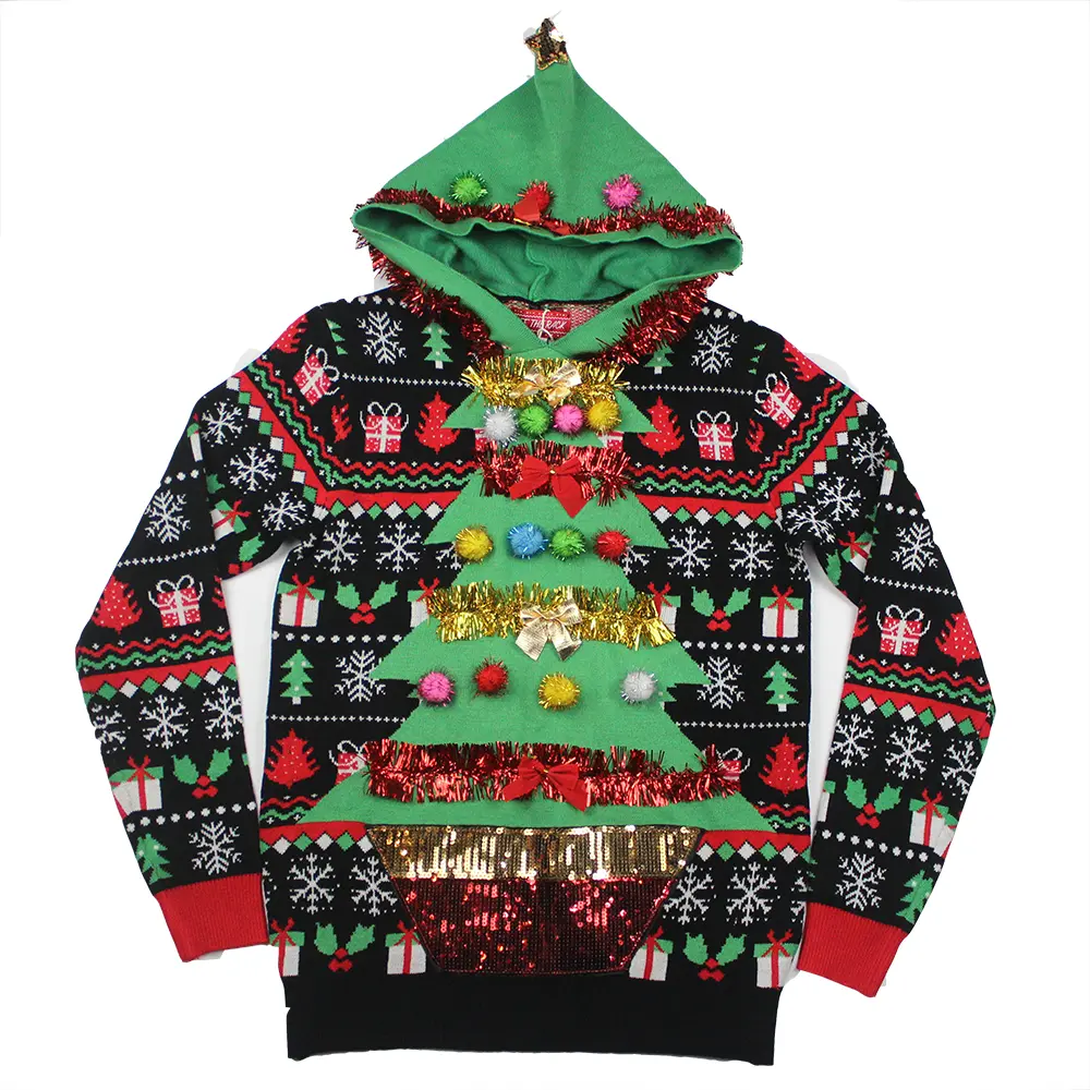 Custom Christmas hoodie with knit pattern