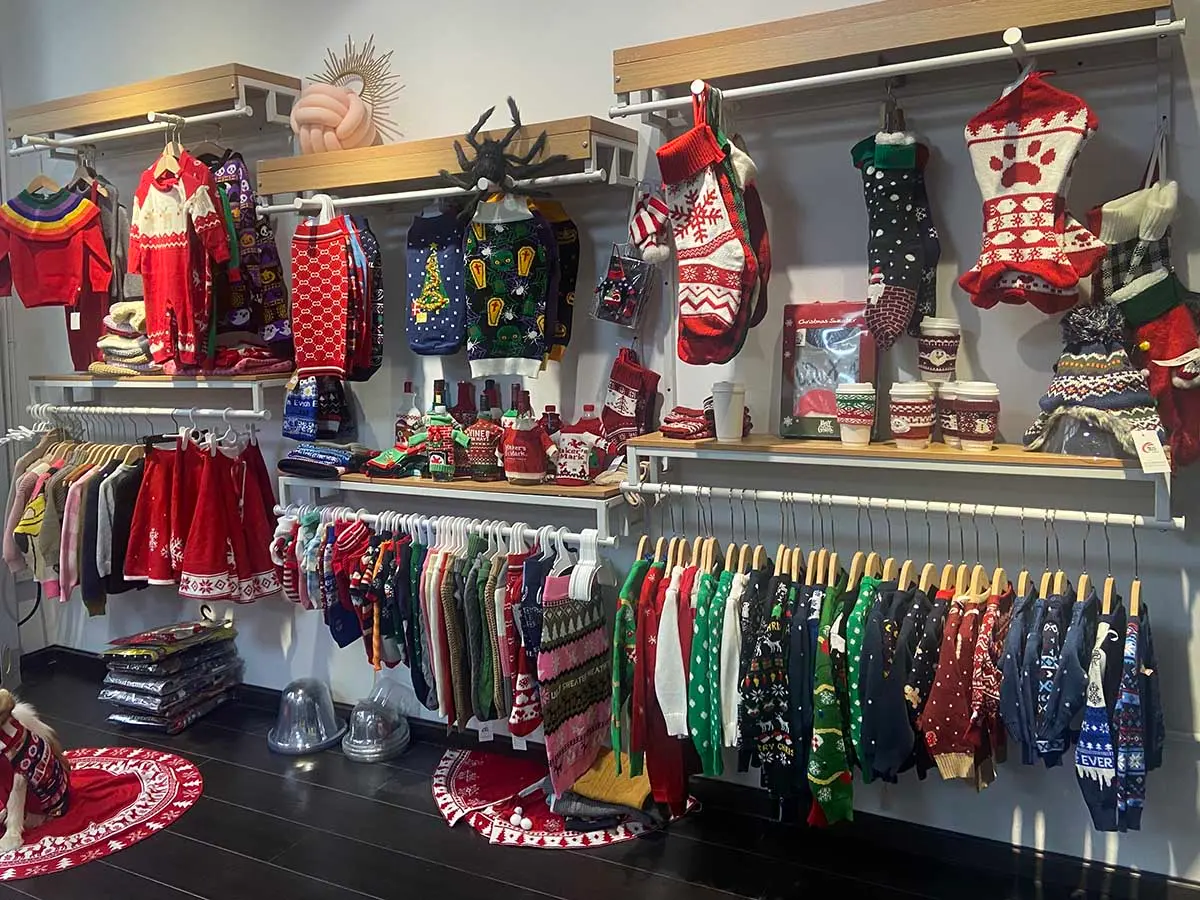 Private label Christmas sweater samples prepared for brand clients